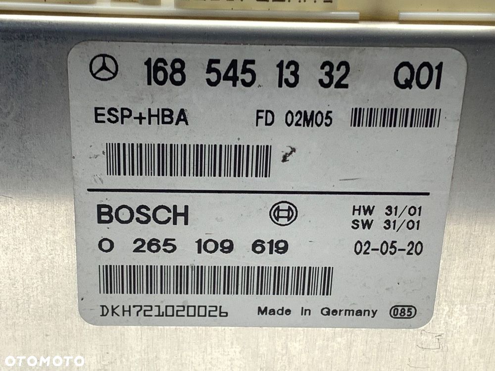 KOMPUTER SILNIKA  MERCEDES-BENZ KLASA A (W168) 1997 - 2005 A 140 (168.031, 168.131) 60 kW [82 KM] - 4