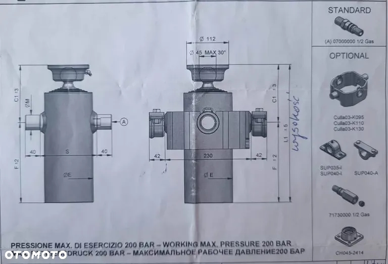 Siłownik Hydrauliczny kiper wywrot kule gniazda kipra Stabilizator podpora HDSa - 9
