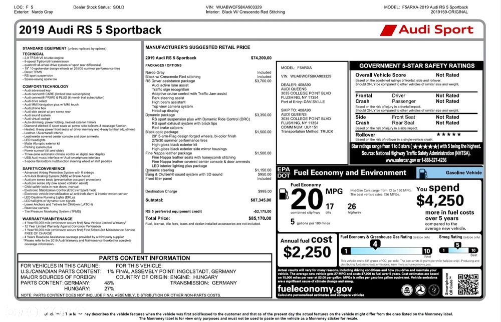 Audi RS5 Sportback 2.9 TFSI Quattro Tiptronic - 19