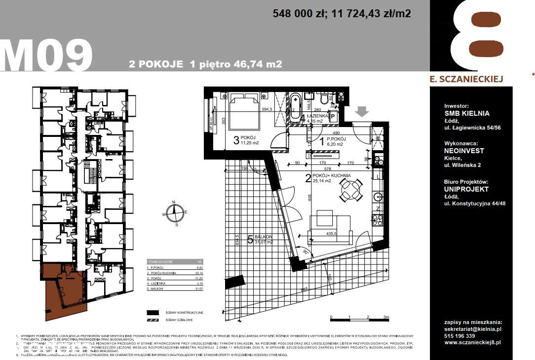 Sczanieckiej 8 - nowe mieszkanie dwupokojowe z dużym tarasem