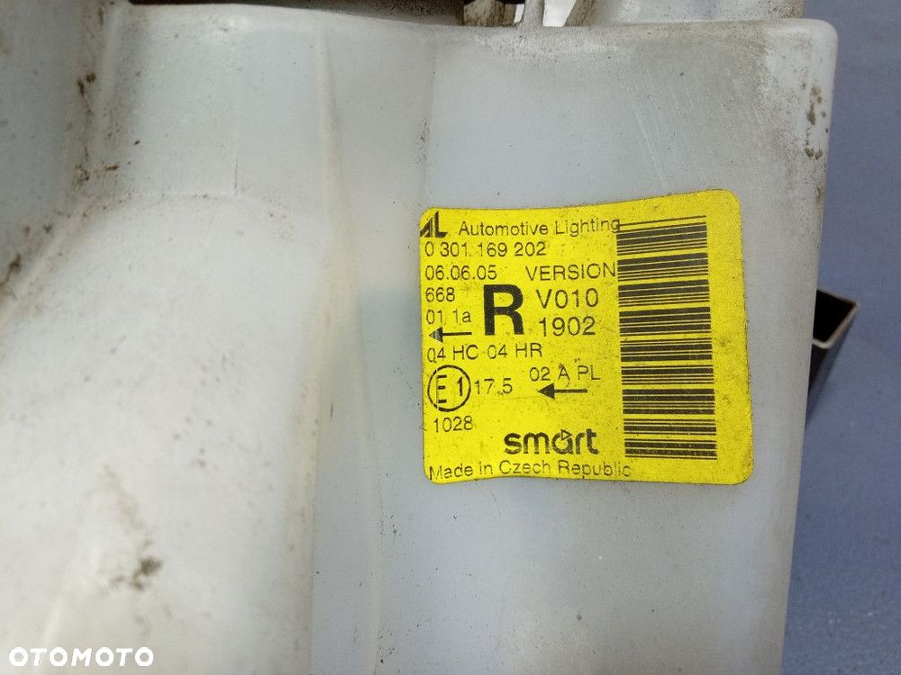 SMART FORTWO I W450 LIFT 03- REFLEKTOR PRAWY LAMPA EU 0301169202 - 8