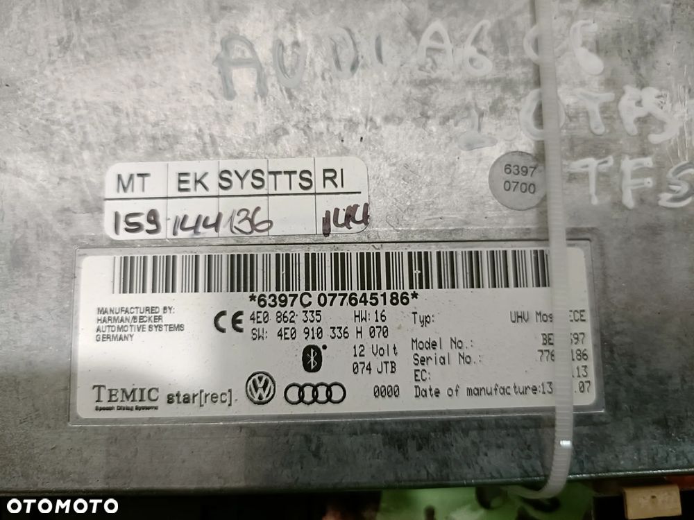 AUDI A6 C6 04-11 r. 2,0 TFSI MODUŁ BLUETOOTH 4E0862335 4E0910336H + - 2