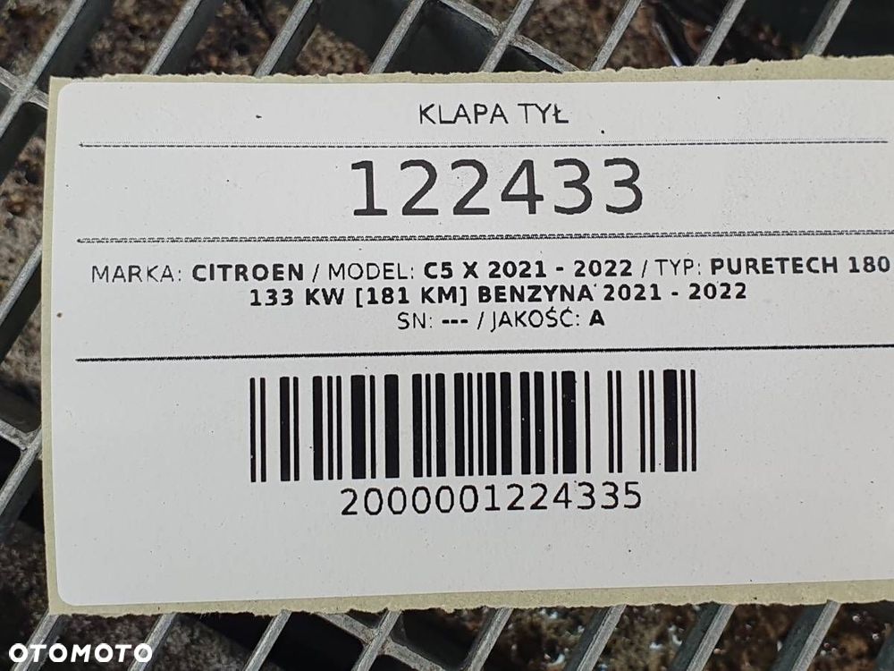 KLAPA TYŁ SZYBA TYLNA BAGAŻNIKA CITROEN C5 X USZKODZONA - 16