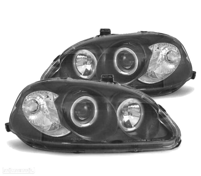 FARÓIS ANGEL EYES HONDA CIVIC 96-98 FUNDO PRETO - 1