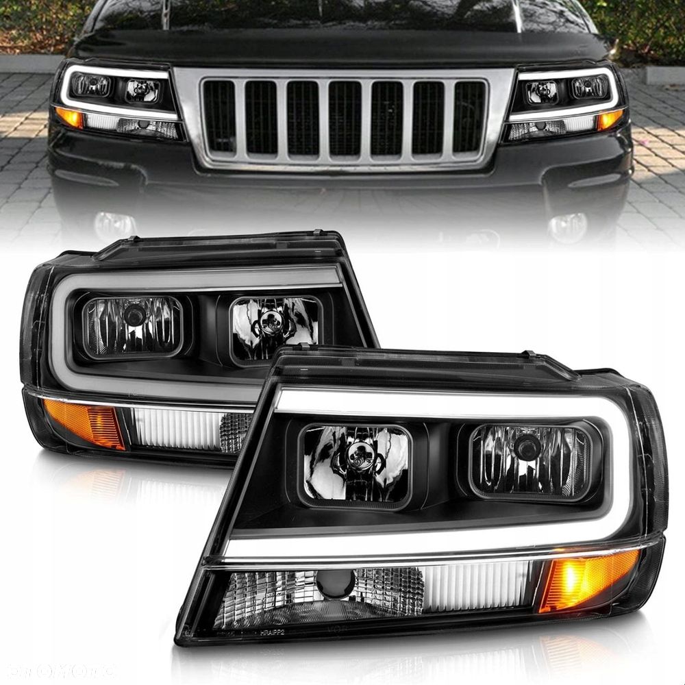 Reflektory Lampy kpl Tube LED Neon Black Tuning Jeep Grand Cherokee WJ 99- - 4