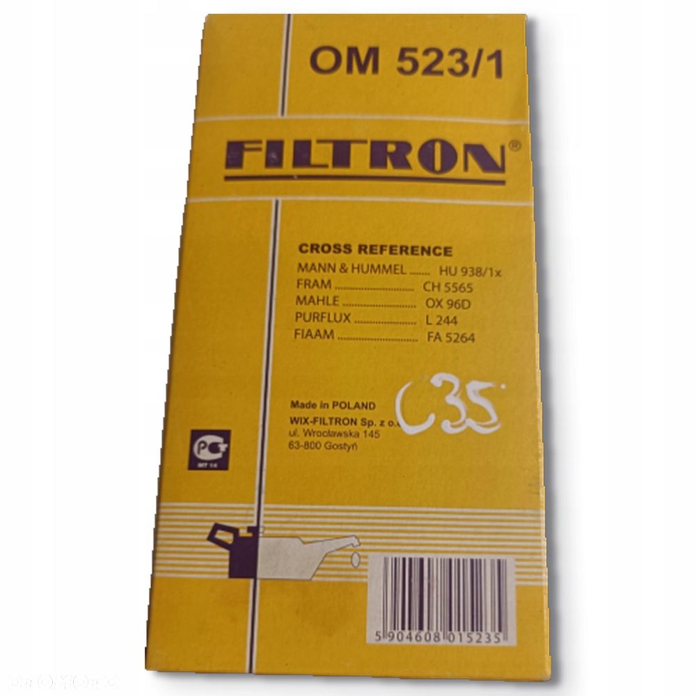 FILTR OLEJU Filtron OM 523/1 OM523/1 BMW E36 E34 Land Rover Opel Omega B - 1