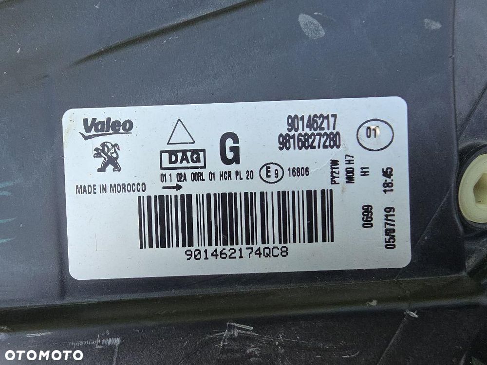 PEUGEOT RIFTER Lampa lewa przód Kompletna Zwykła H7 Soczewka Led 9816827280 - 11