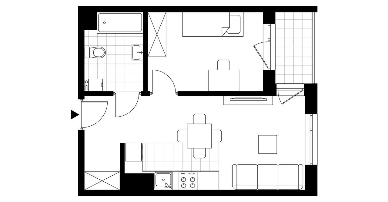 2-pokojowe mieszkanie 36m2 + loggia Bezpośrednio - Pełny obrazek: 3/23
