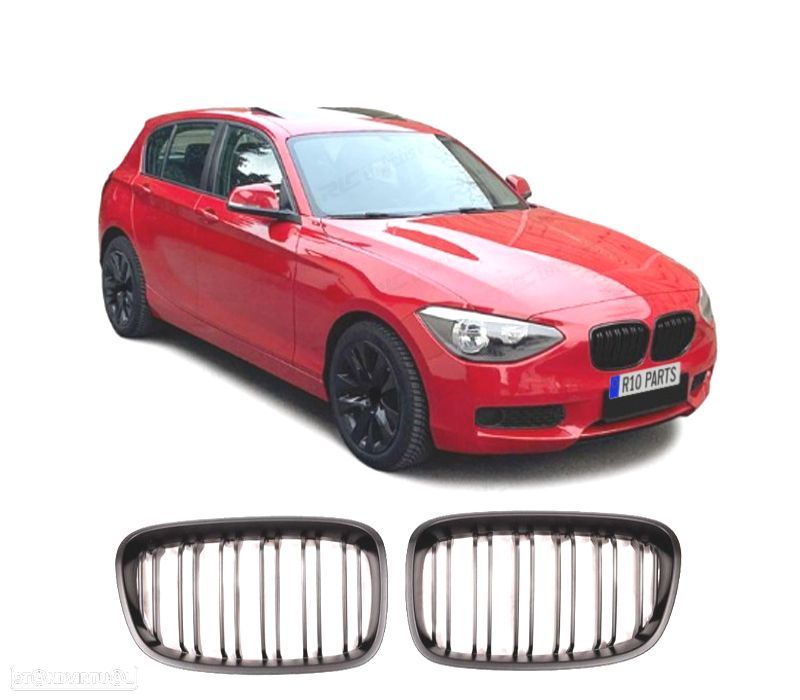 GRELHAS FRONTAIS DUPLAS BMW F20 PRE-LCI 11-15 LOOK M1 PRETO MATE - 1