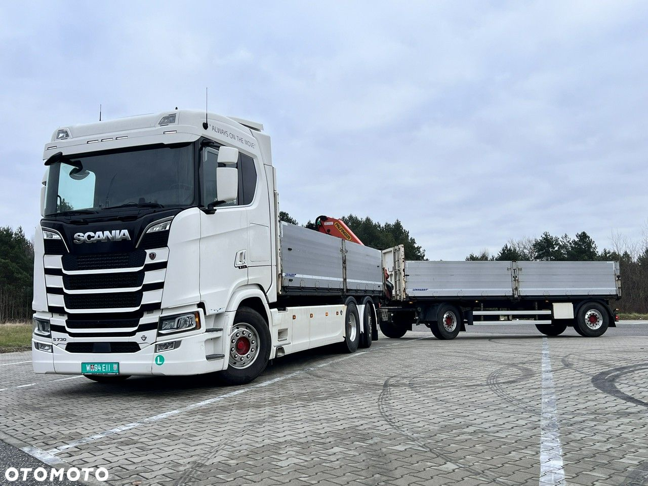 Scania s730 zestaw z przyczepa 2017/18 v8 palfinger dźwig z hds 6x2/4 - 25