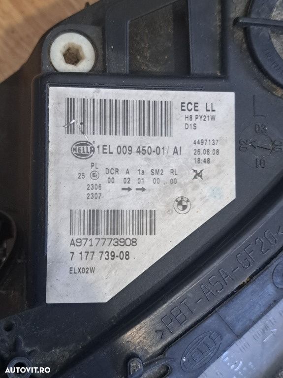 Far Stânga BMW Seria 5 E60 E61 LCI (Facelift) – Original HELLA – Bi-Xenon Standard – Sticlă Spartă - 6