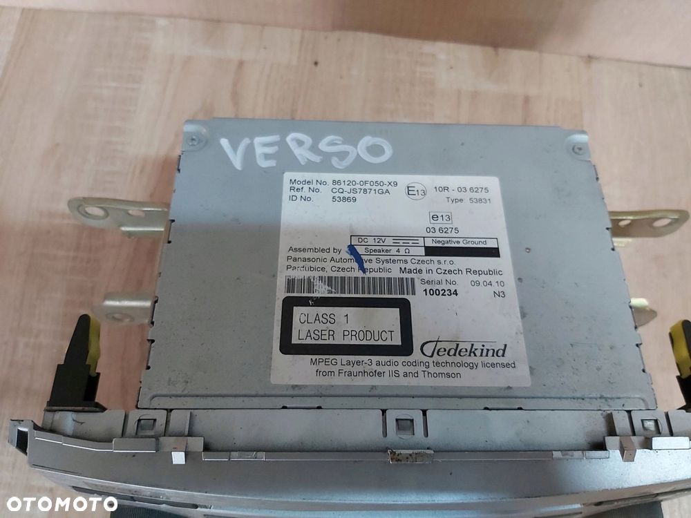 Toyota Verso 09 Radio CD 86120-0F050 - 3