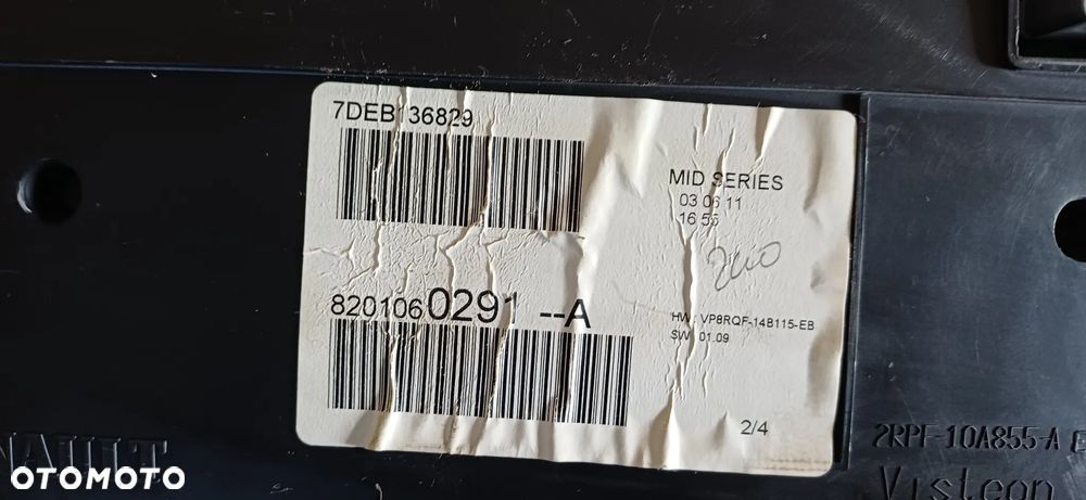 Zestaw startowy stacyjka kluczyk licznik zegary moduł sterownik silnika immobilizer immo komputer 237101505R 8201054119 8200214173 2RPF10A855A 8201060291 Renault Clio III - 8