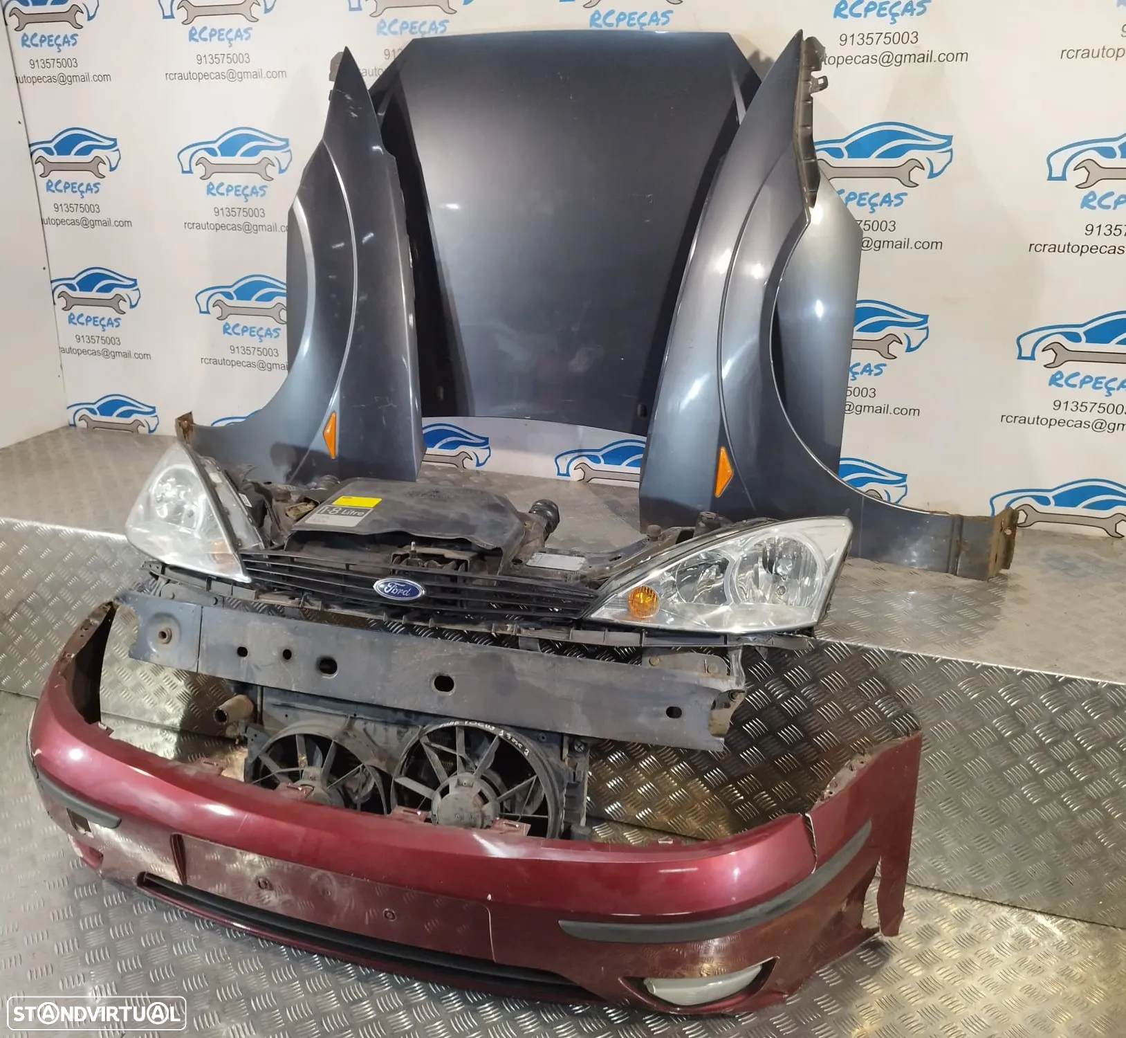 FRENTE COMPLETA FORD FOCUS I 1 MK1 FASE II 2 CAPOT PARACHOQUES GUARDA-LAMAS OTICAS RADIADOR VENTILADOR FRENTE FIBRA REFORÇO - 5