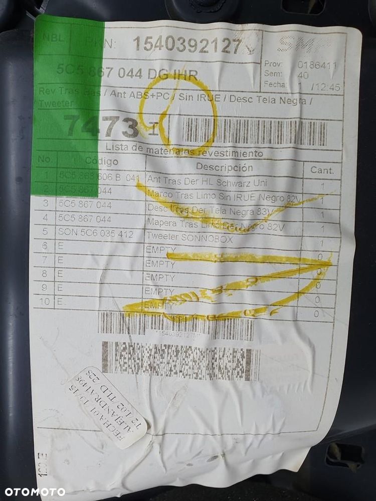 TAPICERKA BOCZEK DRZWI PRAWY TYŁ VW NEW BEETLE II - 8