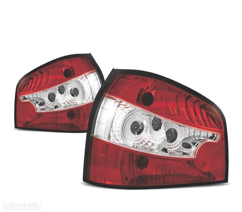 FAROLINS TRASEIROS AUDI A3 8L 96-00 VERMELHO BRANCO LEX - 1