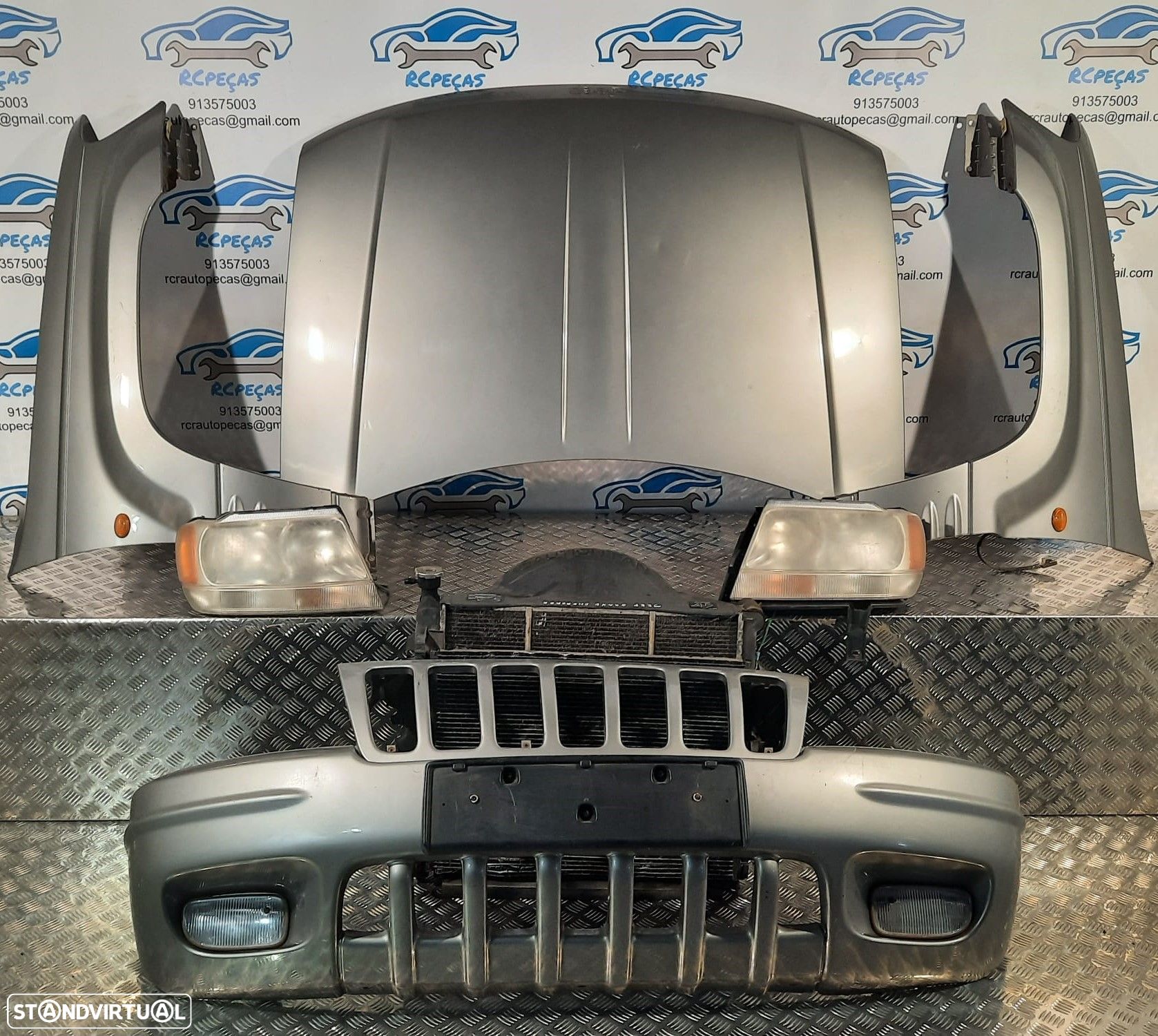 FRENTE COMPLETA JEEP GRAND CHEROKEE II 2 MK2 WJ CAPOT PARACHOQUES GUARDA-LAMAS OTICAS RADIADOR VENTILADOR FRENTE FIBRA REFORÇO - 1