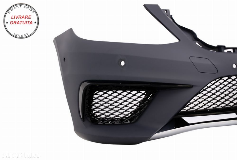 Bara Fata Mercedes S-Class W222 (2013-06.2017) S63 Design cu Grlia Centrala Negru - livrare gratuita - 4