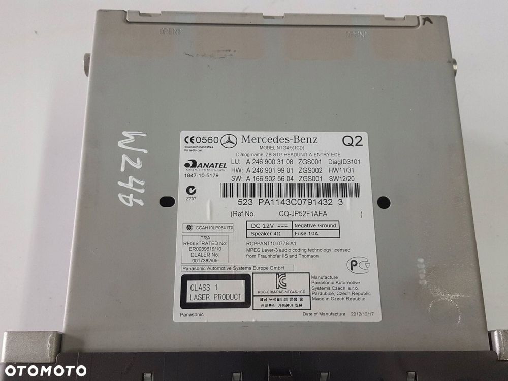 MERCEDES B W246 11-14r RADIO NAWIGACJI A2469003108 - 3