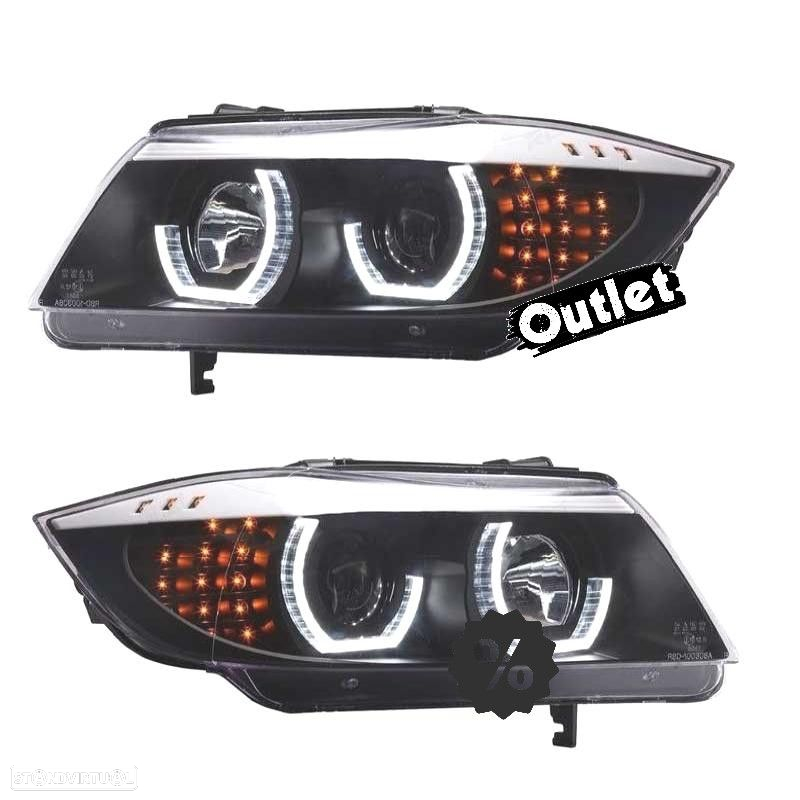 R147665C6 FAROL ESQ PARA BMW E90 E91 OLHOS DE ANJO LED 3D FUNDO NEGRO SÉRIE 3 05 - 8