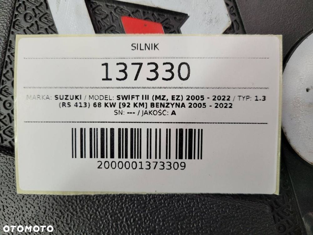 SILNIK KOMPLETNY SUZUKI SWIFT III 1.3 BENZYNA 92KM M13A - 10