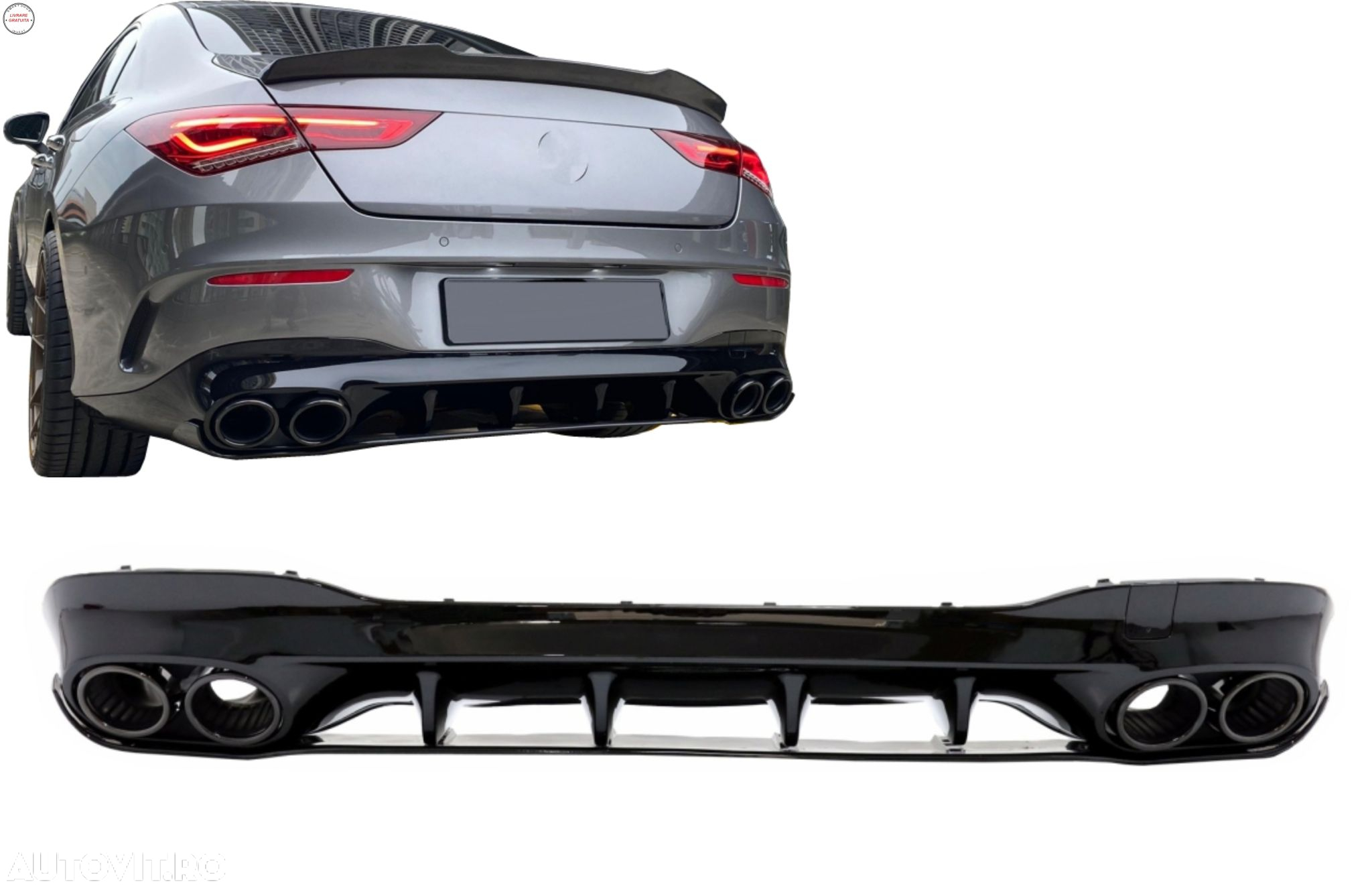 Difuzor Bara Spate cu Ornamente Evacuare Mercedes CLA X118 Shooting Brake C118 Cou- livrare gratuita - 16