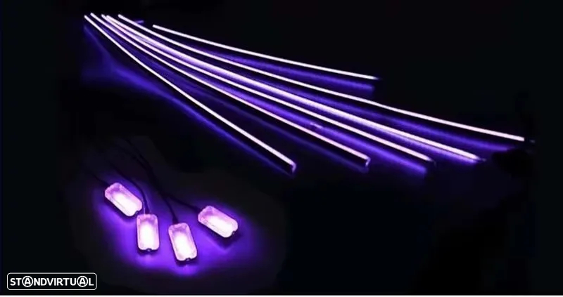 Kit de 18 peças em led luz ambiente com led alta qualidade COB-RGB multicolor para habitáculo, tablier, bancos 16 milhões de cores (azul, azul gelo, vermelho, verde, vermelho, branco, roxo, laranja, amarelo, etc.) - 11