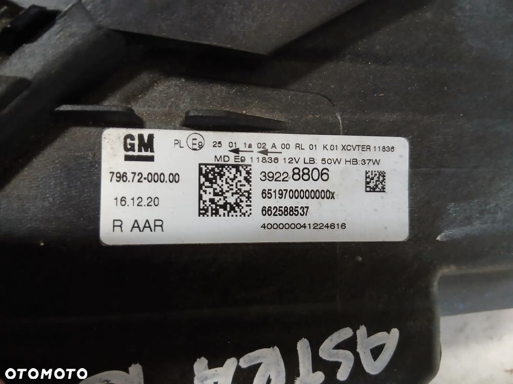 Opel Astra K Prawy Reflektor Główny Przedni 7967200000 - 8