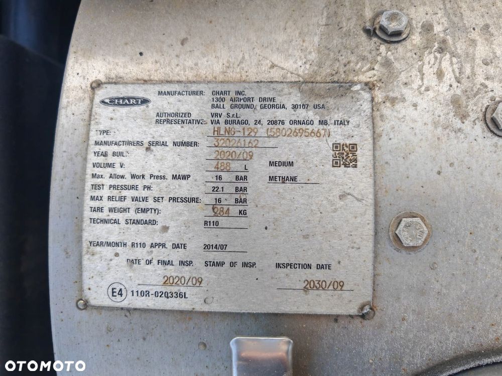 ZBIORNIK LNG GAZU ZIEMNEGO CHART 488L IVECO S WAY LOW DECK 2020 5802695667 - 7
