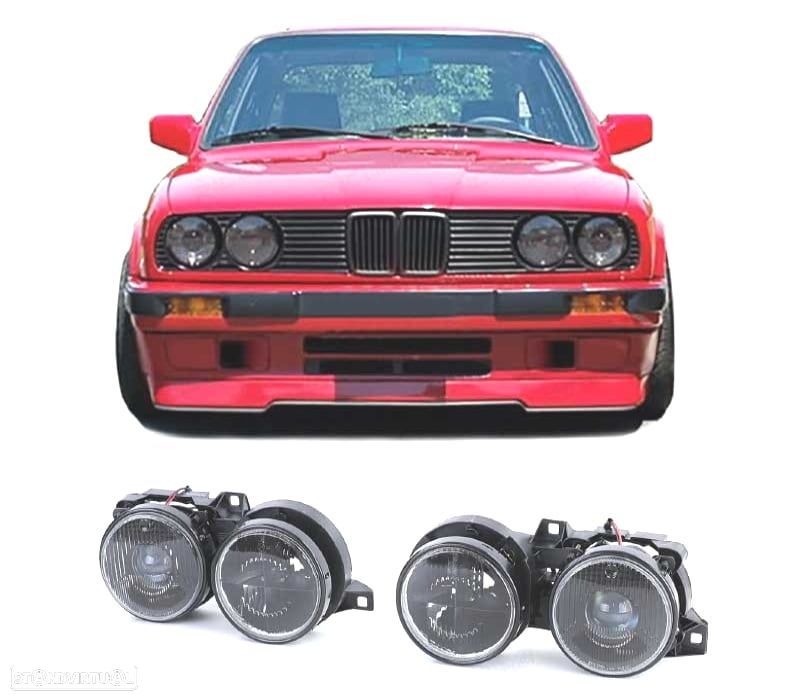 FARÓIS BMW E30 82-94 FUNDO PRETO - 1
