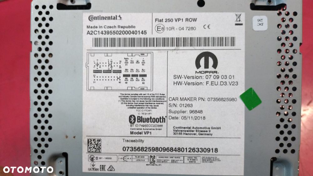 RADIO FIAT DUCATO JUMPER BOXER KOD 14- 07356825980 NO 326/102 - 3