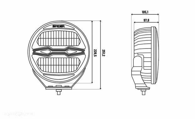 Reflektor drogowy LED X-SPIDER NINJA okrągły strobo halogen dalekosiężny - 13