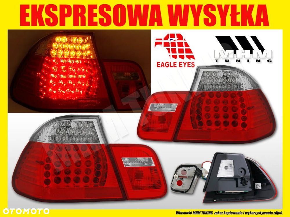 LAMPY TYLNE 4szt LED DIODY TUNING BIALO CZERWONE BMW 3 E46 LIFT 2001- Sedan - 2