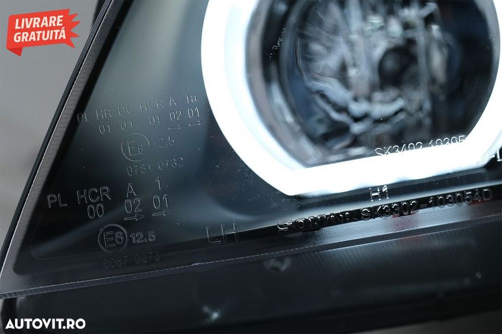 Faruri Xenon U-Led 3D Dual Halo Rims BMW Seria 3 E90 Limuzina E91 Tour - 5