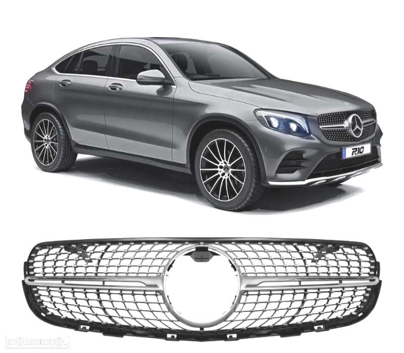 GRELHA DIANTEIRA MERCEDES CLASE GLC X253 C253 AMG 16-18 LOOK DIAMOND SILVER - 1