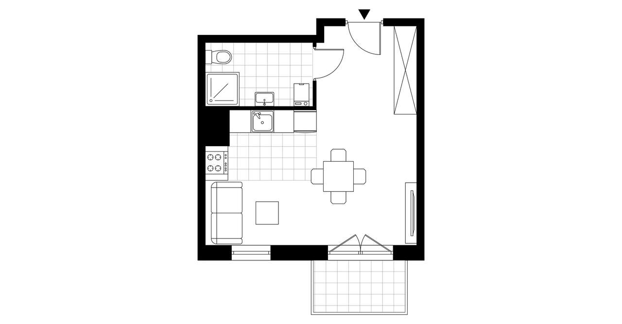 1-pokojowe mieszkanie 29m2 + balkon - Pełny obrazek: 4/14