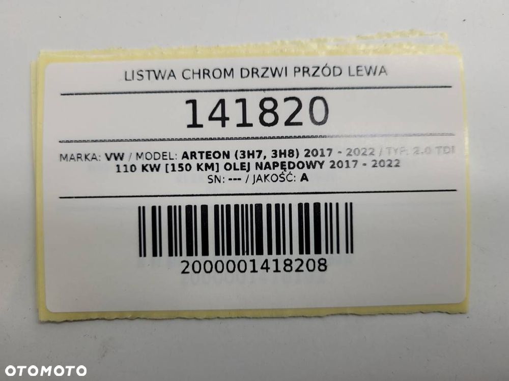 LISTWA CHROM ZGARNIAJĄCA DRZWI PRZÓD LEWA VW ARTEON 2017 - 9