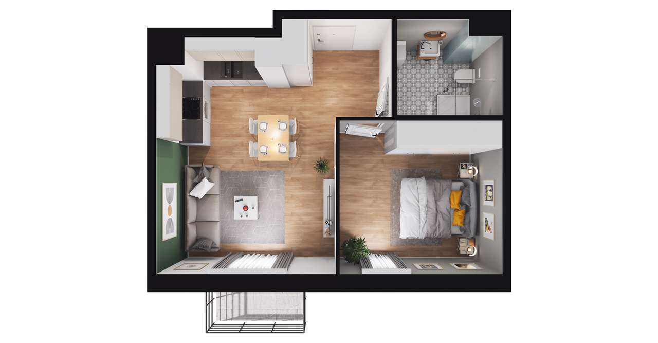 2-pokojowe mieszkanie 42m2 + balkon Bez Prowizji - Pełny obrazek: 3/14