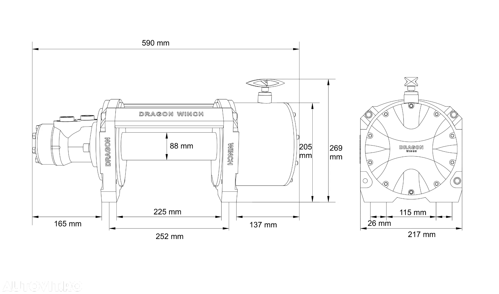 troliu hidraulic DRAGON WINCH DWH 20000 HD (trage 9072 kg) - 6