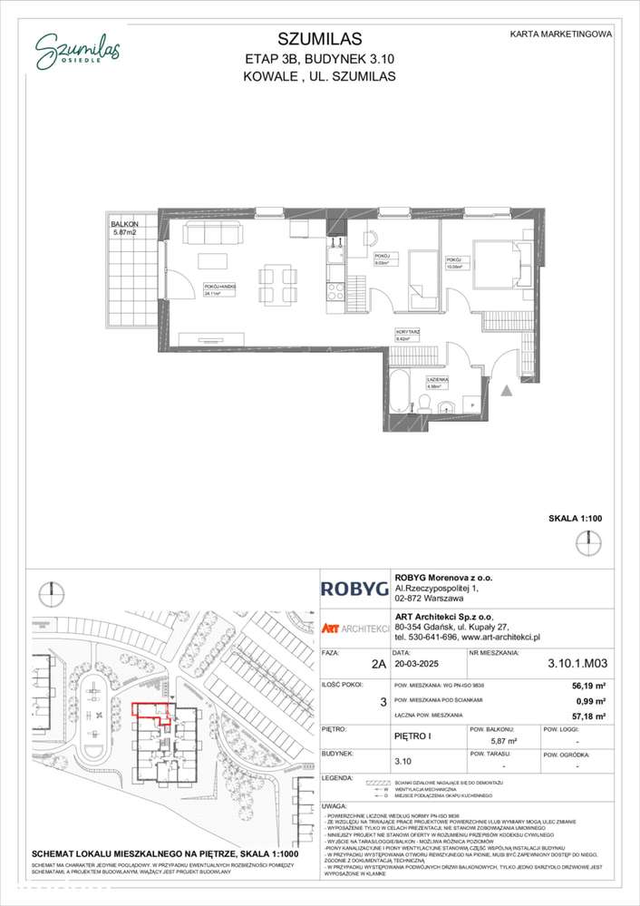 3-pokojowe mieszkanie 56m2 + balkon - Pełny obrazek: 2/19