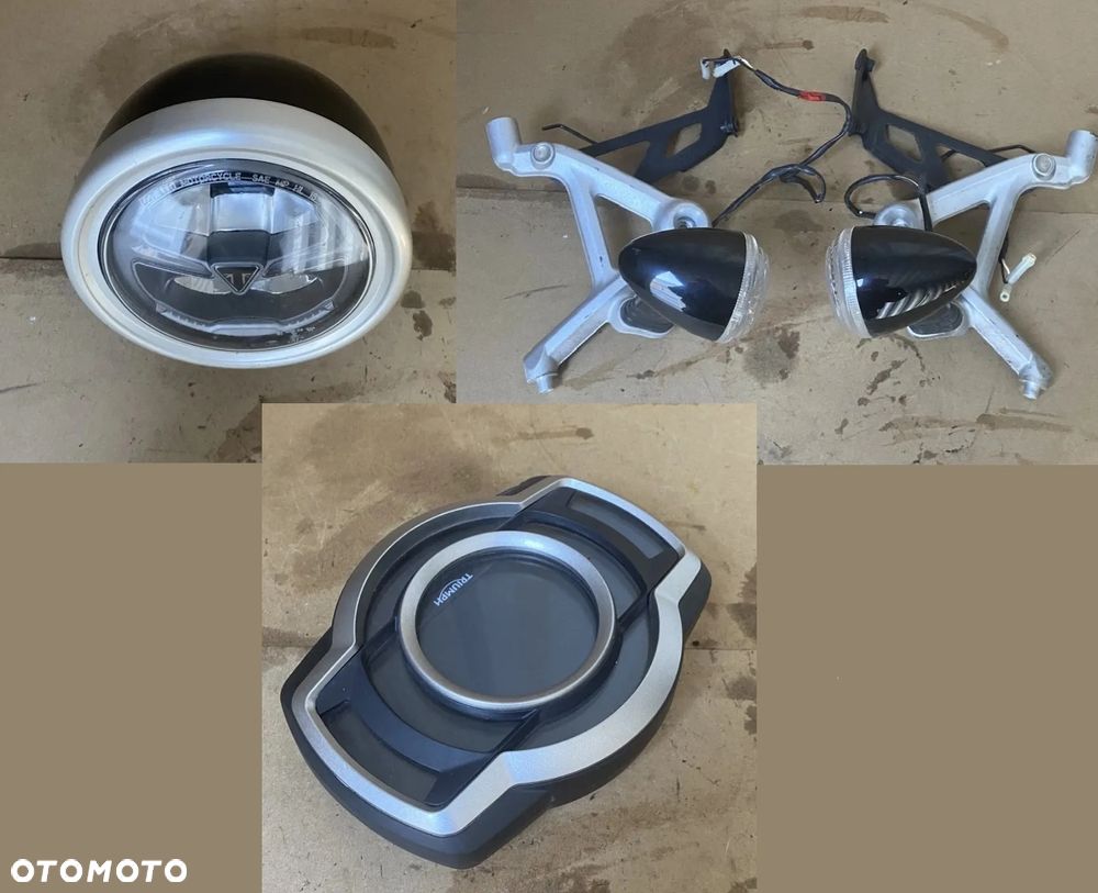 TRIUMPH SCRAMBLER 1200 LAMPA REFLEKTOR LICZNIK ZEGARY STELAŻ UCHWYTY KIERUNKOWSKAZ - 1
