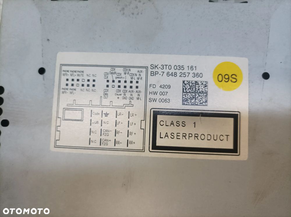 Skoda SuperB II radiodtwarzacz oryginał 3t0035161 - 3