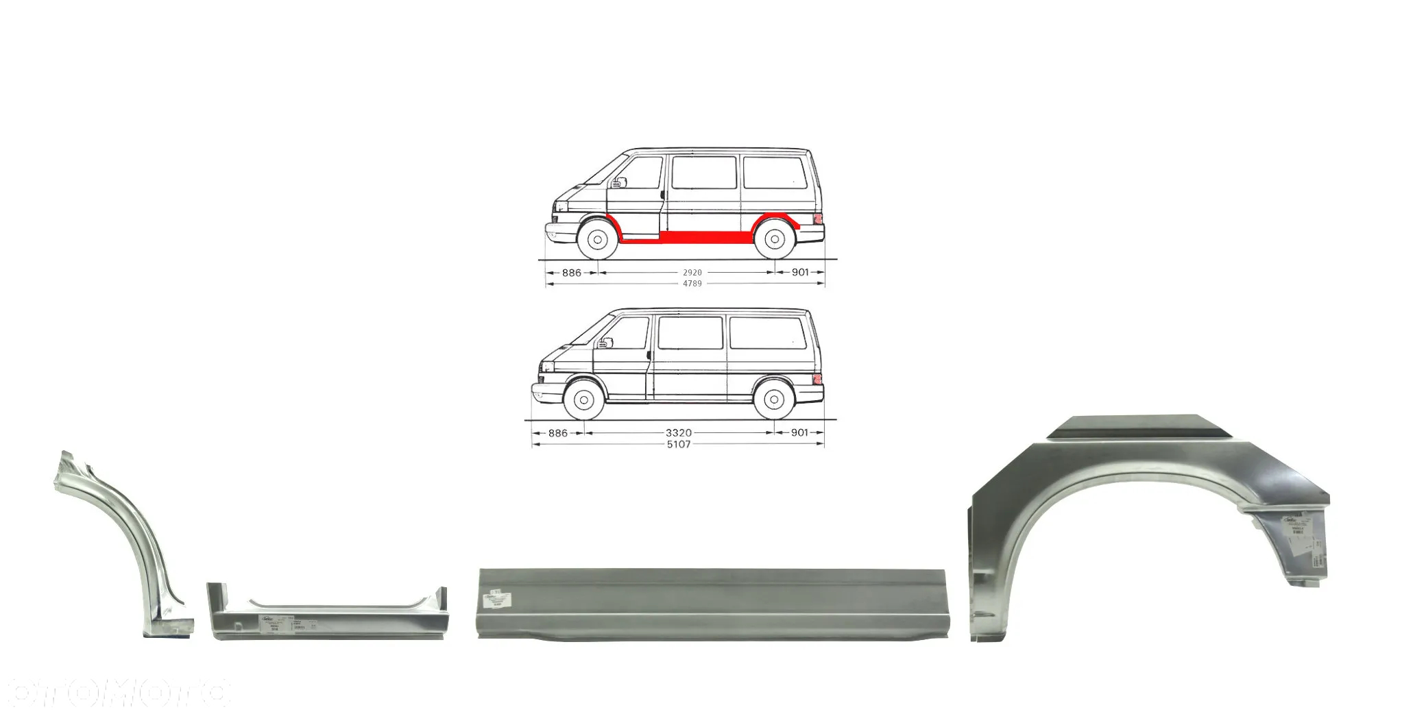 Reperaturka / progów / VW T4 90 - 03 wersja krótka lewa strona Wysyłka gratis ! - 2