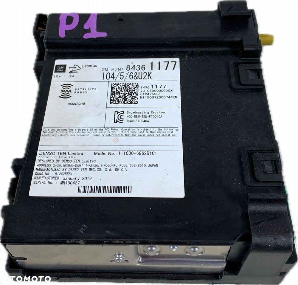 P1 CHEVROLET TRAVERSE II 2017 - MODUŁ RADIO TUNER 84361177 - 11