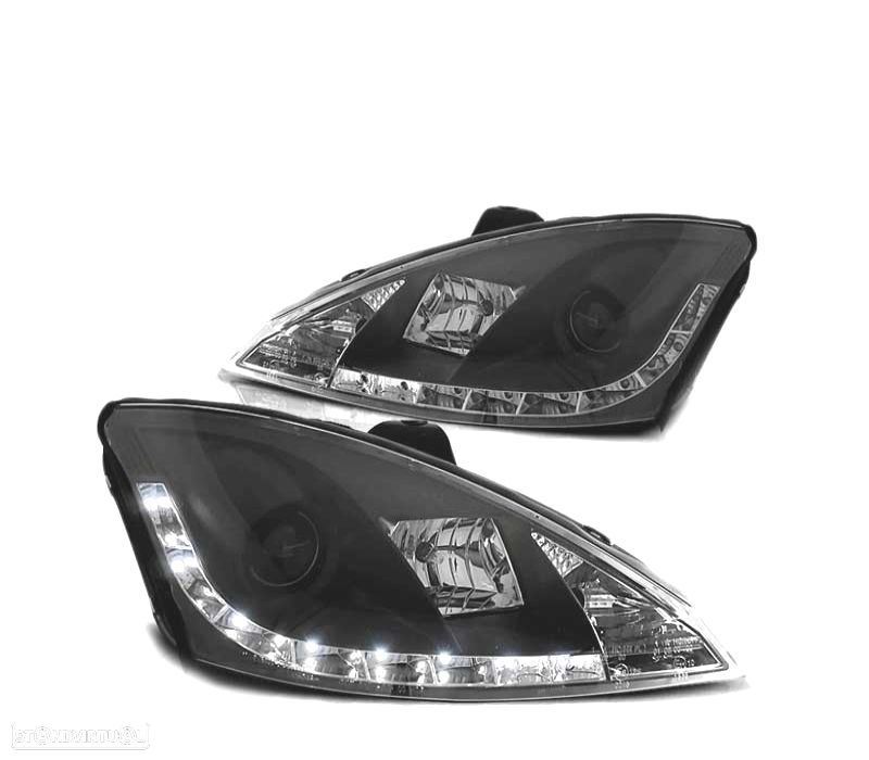 FARÓIS LED DAYLIGHT FORD FOCUS 98-01 PRETOS - 1