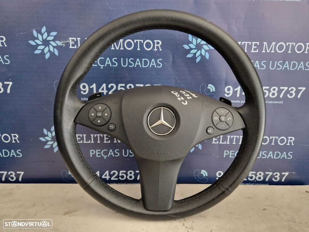 Volante usado pele com airbag MERCEDES CLASS C W204 PATILHAS AUTOMATICO - 3