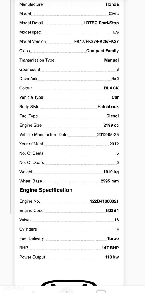 Silnik kompletny Honda 2.2 n22B4 n22 film video 2012 Civic 150KM - 13