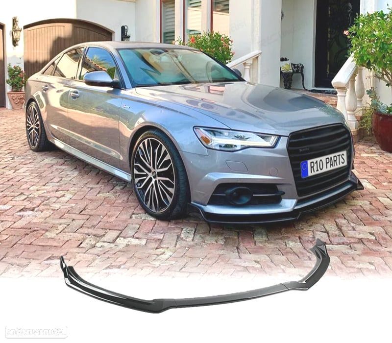 SPOILER LIP FRONTAL AUDI A6 C7 15-18 LOOK S-LINE PRETO BRILHANTE - 1