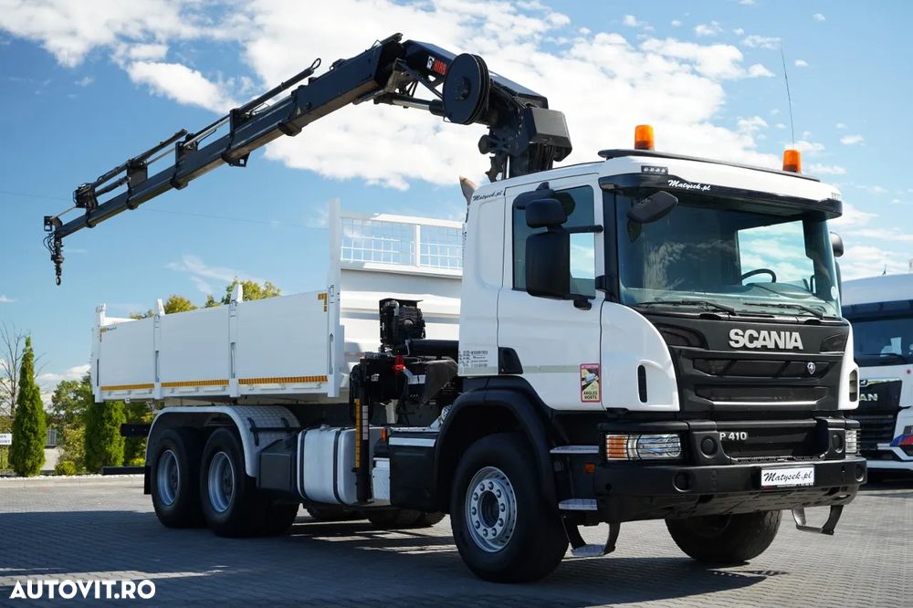 Scania P 410 / 6x4 / BASCULĂ - 6 M + HIAB XS 211 HDS / RADIOCOMANDĂ / EURO 6 / ROTARE / GRABĂ - 9