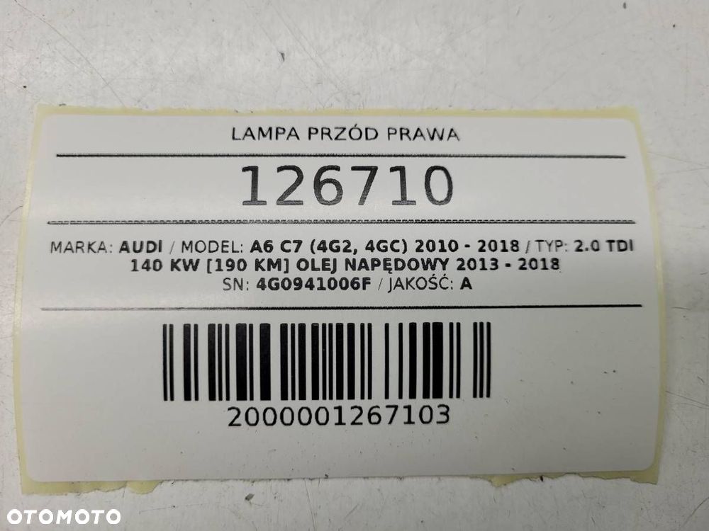 LAMPA PRZÓD PRZEDNIA PRAWA AUDI A6 C7 LIFT EU 4G0941006F USZKODZONA - 14